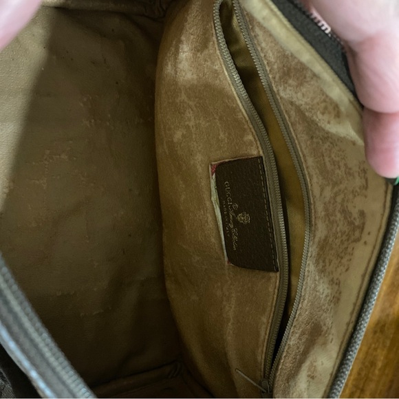 GUCCI GG WEB Boston Bag Leather Beige Brown.